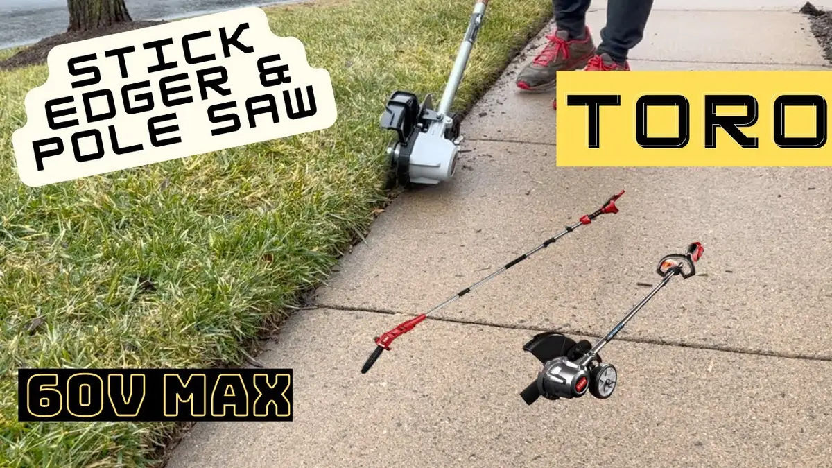 Toro 60V Stick Edger + Pole Saw, frame from Will's review video